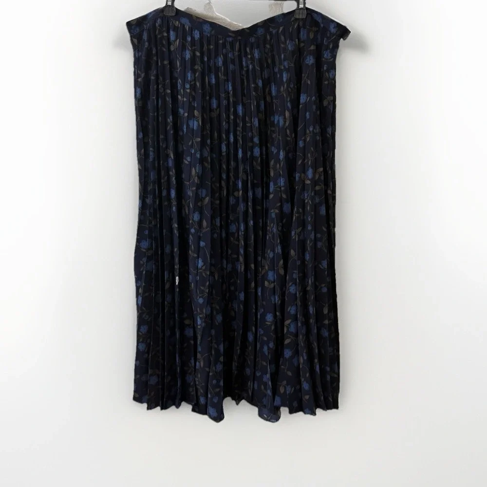 Radcliffe Sag Harbor Blue Floral Pleated Maxi Skirt Womens 2X Cottage Whimsigoth
